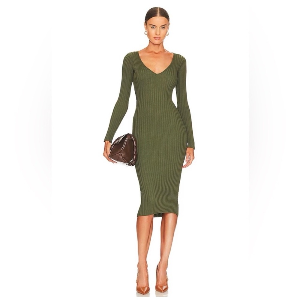 NBD Olive Long Sleeve Knit Dress